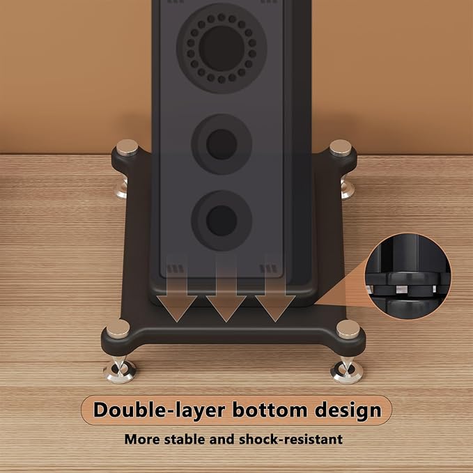 2pcs Subwoofer Isolation Stand, Double-Layered Speaker Isolation Stands with Stainless Steel Metal Feet, Acoustic Speakers Isolation Pad for Floor, Desktop (9.8×11.8in)