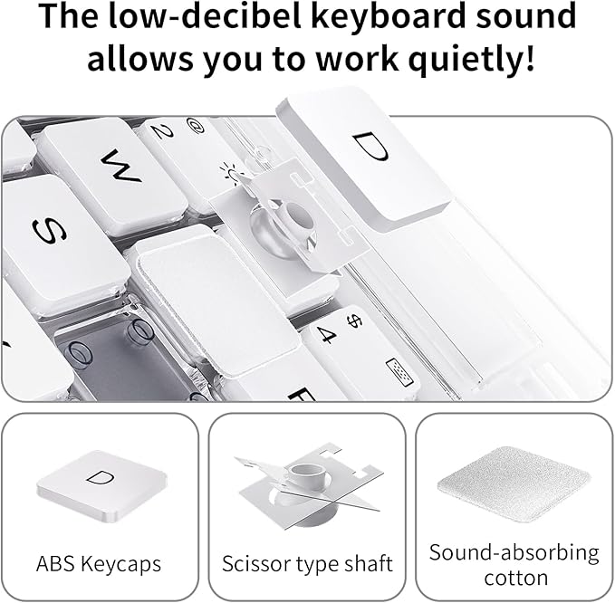 iPad Keyboard Case for 2024 M4 iPad Pro 13 inch, Magic Wireless Keyboard with Trackpad 7 Color Backlit, 360° Rotating Stand Transparent Protective Cover with Pencil Holder (White)