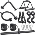 SERTT Workout Cable Machine Attachment for Home Gym, LAT Pulldown Attachments, Cable Accessories for Weight Training, Straight Pull Down Bar, Tricep Rope, Double D Row Handle, V-Shaped Bar
