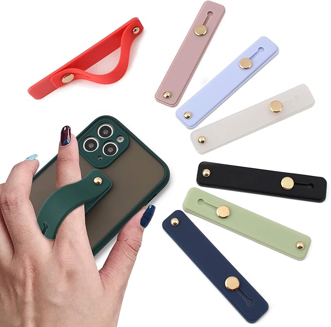 Removable and Reusable Cell Phone Grip Strap, Yetaida Telescopic Finger Kickstand Bracket Universal Silicone Phone Holder Stand and Portable Finger Loop for Most Smartphones Case (Pink)