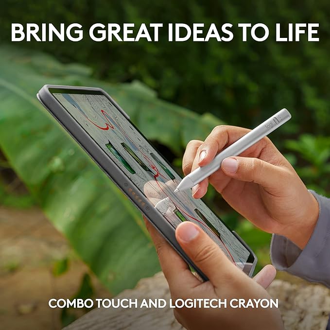 Logitech Combo Touch iPad Pro 11-inch (1st, 2nd, 3rd & 4th gen - 2018, 2020, 2021, 2022) Keyboard Case and Logitech Crayon (USB-C) Digital Pencil (2018 releases and later) - Oxford Grey, USA Layout