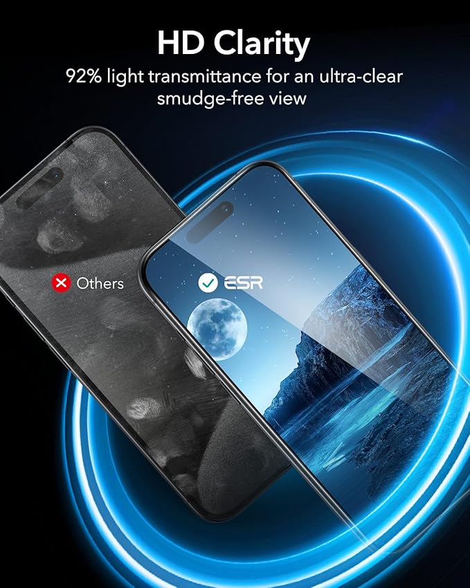 ESR 3 Pack for iPhone 16 Pro Max Privacy Screen Protector, Anti-spy Tempered-Glass Privacy Screen Protector with Flawless Fit Tray, Micro-curved Edges, Case Friendly