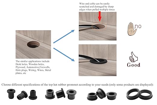 2 pcs 3" Drill Hole，2-1/2" ID Black Silicone Top hat Rubber Grommets for Wiring，Automotive，Firewall，Hole Plug，Desk，Screw，Water and Gas Pipe，Drain，House Siding，Cable Bushing，Glass，Wire Plug