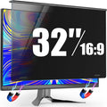 Magnetic 32 Inch Privacy Screen for Frameless Computer Monitor 16:9 Aspect Ratio,Hanging Blue Light Screen Protector Eye Protection Anti-Spy Shield, 32in Removable Privacy Filter
