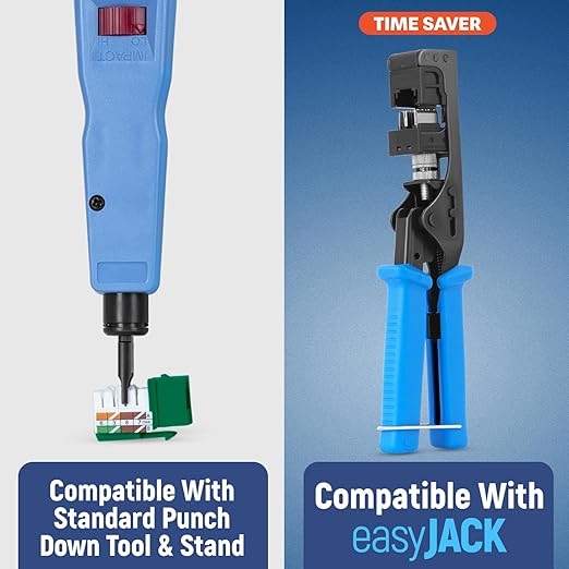 Everest 90° Angled RJ45 Cat6A Keystone Jacks 20-Pack in Green - Slim Profile Female RJ45 Connectors - Cat 6A Keystone Jack - Compatible with 90° Angled Speed Termination Tool - easyJACK (B094WB91H3)