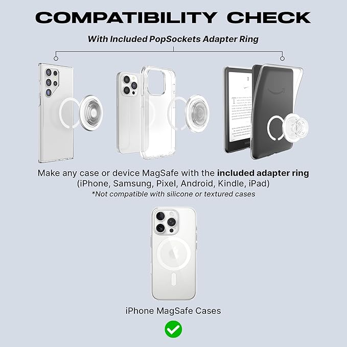 PopSockets Phone Grip for MagSafe with Kickstand, Magnetic Stand, Swappable Top, Secure Hold for iPhone MagSafe Cases, Phone & Tablet Grip - Blue Opalescent