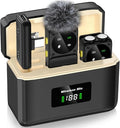 PQRQP Microphone for iPhone/iPad/Android, Mini Microphone with Noise Cancellation, 164ft Transmission, 80H Battery Life with Charging Case, Clip-On Wireless Microphones for YouTube, TikTok, Recording