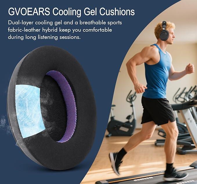 Ice Silk Fabric Replacement Earpads Cushions for HyperX Cloud/Alpha, Audio Technica M50X/M40X, Sony MDR 7506, Turtle Beach Stealth 400/600, & More - Ear Pads with Memory Foam & Added Thickness