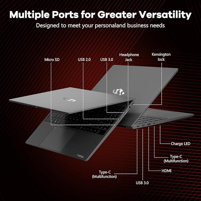 NIMO 15.6" IPS FHD-Gaming-Laptop, AMD Ryzen 5 6600H 6-Cores 660M GPU 32GB DDR5 RAM 1TB SSD(Beat i7-1165G7, Up to 4.5GHz) Computer with 100W GaN Type C Fingerprint Backlit Keyboard Win 11