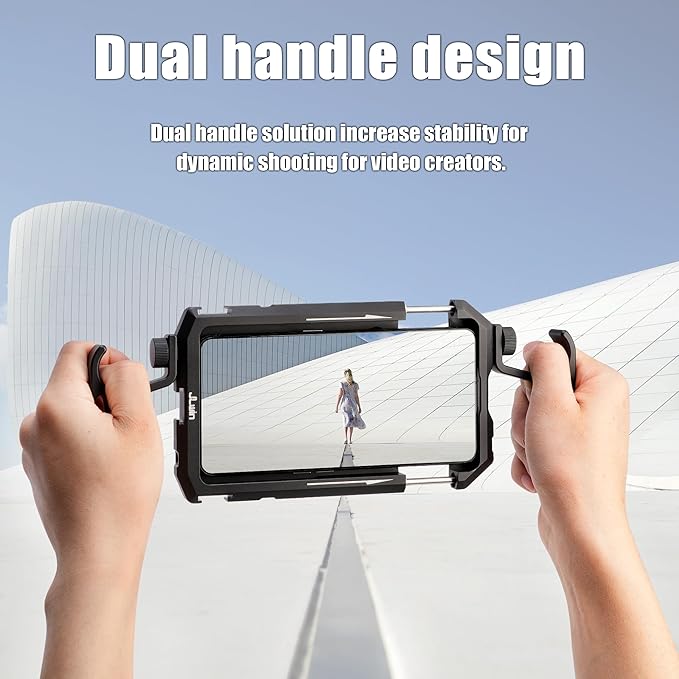 Foto4easy Universal Smartphone Video Rig,Aluminum Phone Video Stabilizer with Dual Handle Kit for iPhone for Samsung for Pixel and Other Android Phones