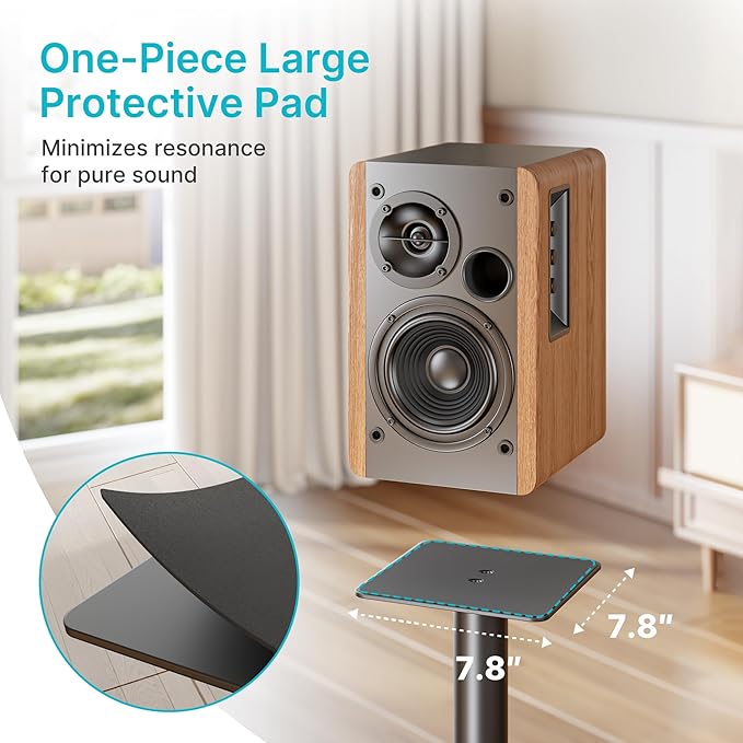 Speaker Stands Pair for Surround Sound,55 LBS Capacity,30.1 inch Floor Bookshlef Speaker Stands,Cable Management,Large Base,1 Pair,Black