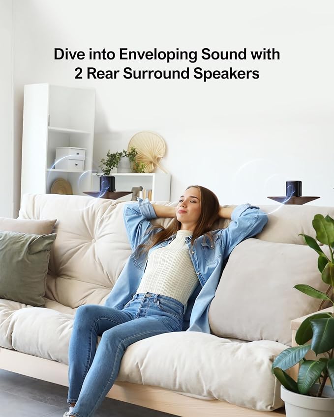 ULTIMEA 5.1ch Sound Bar with Dolby Atmos, Surround Sound System for TV, App Control, Home Theater Sound System, TV Soundbar with Subwoofer, 2 Surround Speakers, HDMI eARC/Opt/AUX/BT, Aura A50 Pro
