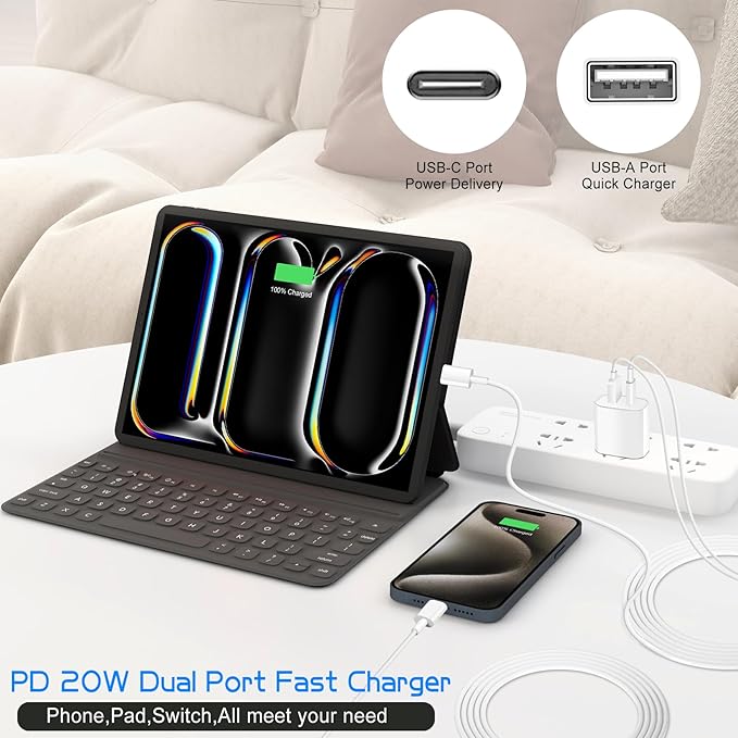 iPhone 16 15 Charger Fast Charging Block,Dual Port USB A/C Charger Adapter Plug,2Pack Quick Double USB A/C Wall Power Plug,6FT USBC to C Cable for iPhone 16 ProMax/16 Pro/16 Plus/15 ProMax/15/iPad Pro