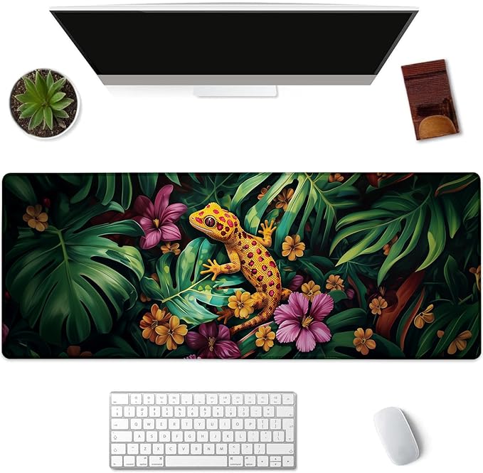 Lizard Gaming Mouse Pad Extended Desk Computer Keyboard Laptop Mouse Pads for Gaming Home Office Work, Large Long Desk Mat Mousepad with Non-Slip Rubber Base 31.5×11.8inch(20)