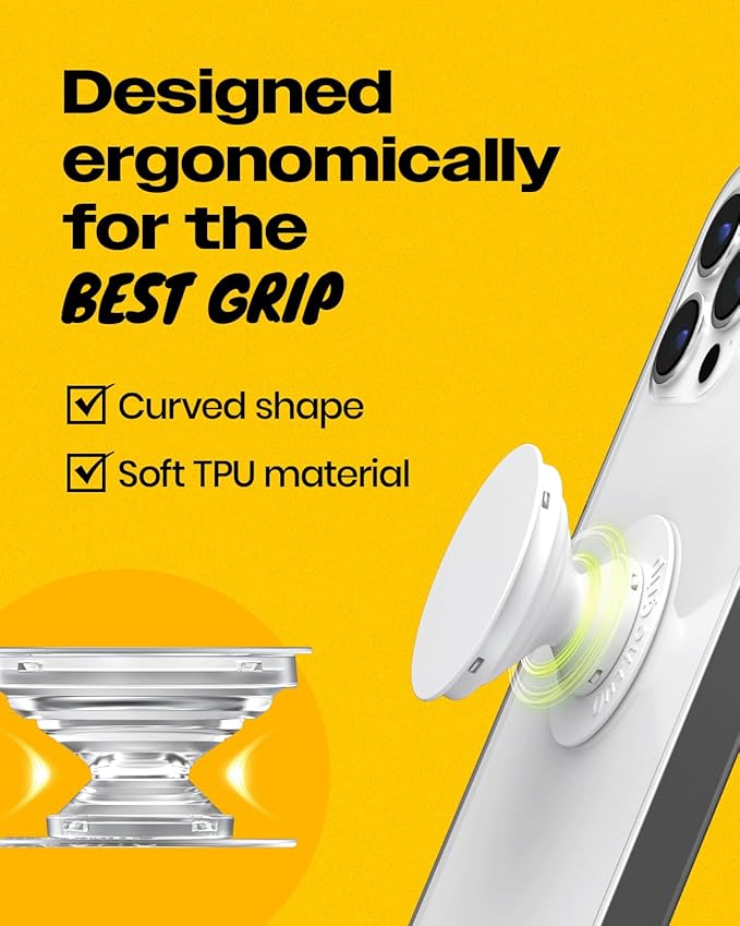 OnTheGrip Cute Natural Seashell Design Round Shape Collapsible Mobile Phone Grip Stand Holder for Smartphone Tablet Cell Phone Accessory (Crème)