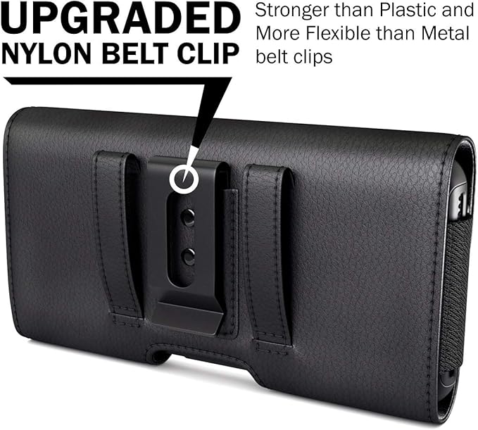 PiTau Holster for iPhone SE, 8, 7, 6s, 6, Premium Cell Phone Belt Holder Case with Clip Loops ID Card Carrying Pouch Cover, (Fits Apple Phone with Case on) Black Small