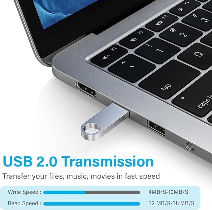 ABLAZE 32GB Flash Drive 5 Pack, Metal USB 2.0 Thumb Drives with Keychains USB Stick Pendrive (Sliver)