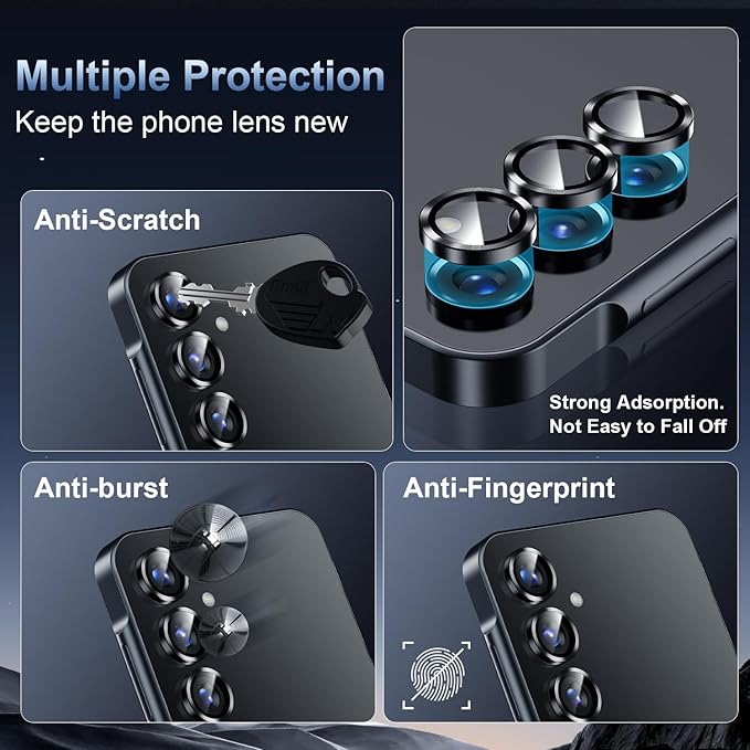Korecase for Galaxy S25 Camera Lens Protector, 9H Tempered Glass Anti Scratch Camera Screen Protector Shockproof Film Shcokproof Metal Ring Lens Protecor for Galaxy S25,Colorful