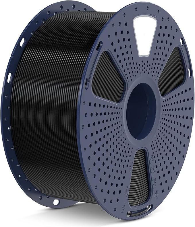 SUNLU Large Spool 3KG PETG Filament, 3D Printer Filament PETG 1.75mm, Highly Resilient, Resistant to Impact and Damage, Big Roll Filament, 3kg Spool(6.6 lbs), Black.