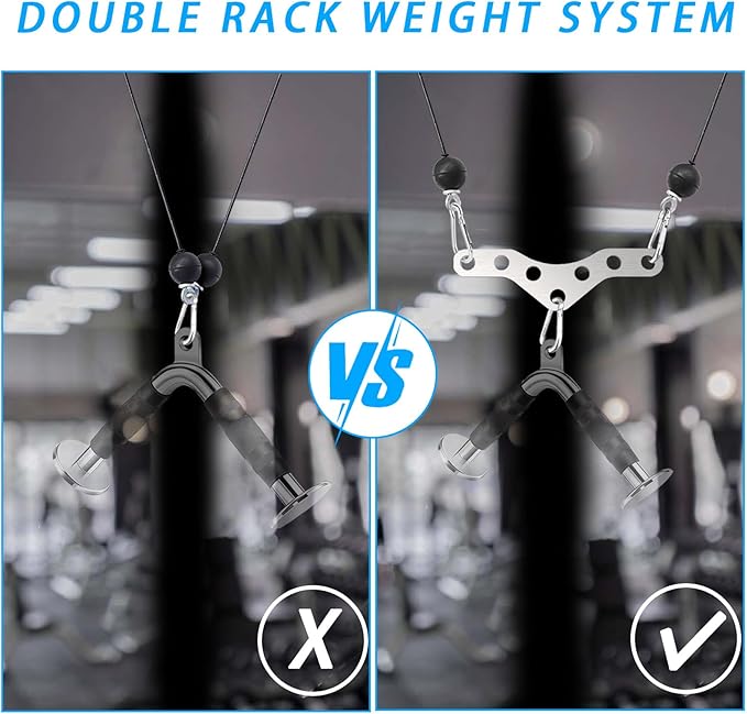Double to Single Adaptor Plate for Cable Pulley Machines Durable Solid Stainless Steel with 3 Carabiners Suitable for Dual Cable Machines LAT Pulldown, Shoulder & Biceps Exercises