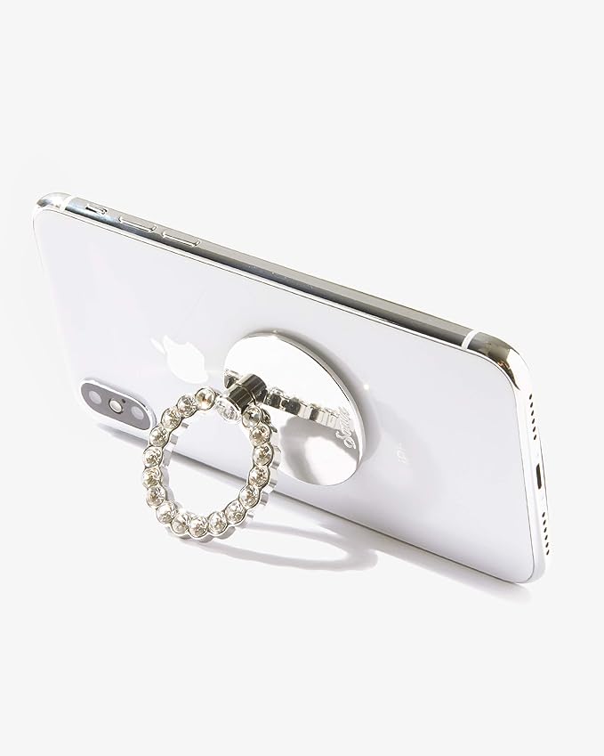 Sonix Embellished Crystal Rhinestone Phone Ring (Silver, Clear)