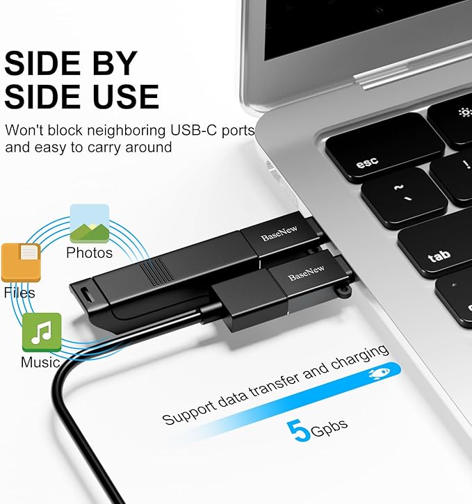 USB C to USB Adapter 6 Pack,USBC to USBA Adapter,Type-C Male USB-A Female OTG Adaptor,USB C Converter for iPhone 16 15,MacBook Pro,iPad,Samsung S24 S23 S22,Black