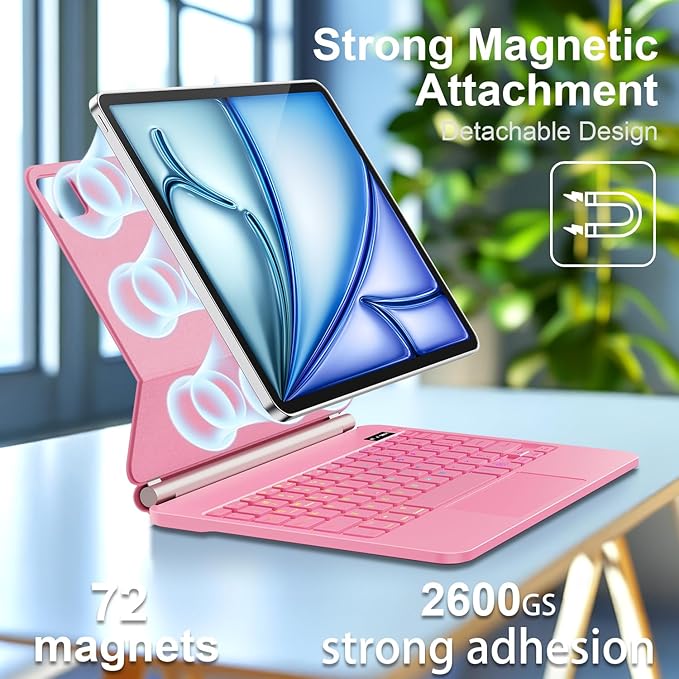 Keyboard Case for iPad Air 13 inch (M3 2025/M2, 2024),iPad Pro 12.9 inch (3/4/5/6th Gen)，Magic-Style Magnetic – Floating Cantilever Stand – Backlit Keyboard Case with Multi-Touch Trackpad