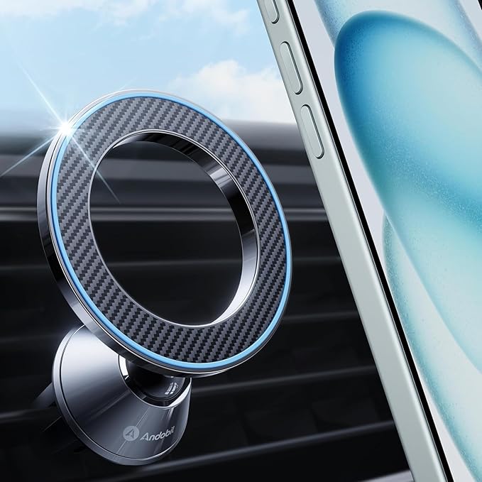 andobil for Magsafe Car Mount [Strongest Magnet, Easy Installation] All Metal Magnetic Car Phone Holder for Samsung Galaxy S25, 360° Air Vent Car Phone Mount, Fits for iPhone 16/15, and MagSafe Cases