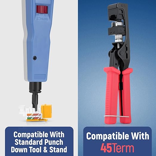 Everest 45° Angled RJ45 Cat6 Keystone Jacks 20-Pack in Yellow - Slim Profile Female RJ45 Connectors - Cat 6 Keystone Jack - Compatible with 45° Angled Speed Termination Tool - 45Term (B0BL3GS7ZY)