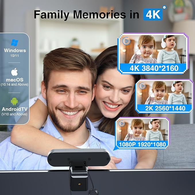 EMEET 3-in-1 4K Webcam with Microphone and Speaker, C980 PRO 60°-98° Wide Angle Webcam w/ 4 Noise Cancel Mics, 2 Speakers, Fixed Focus, Magnetic Privacy Cover, Great for Group and Personal Video Calls