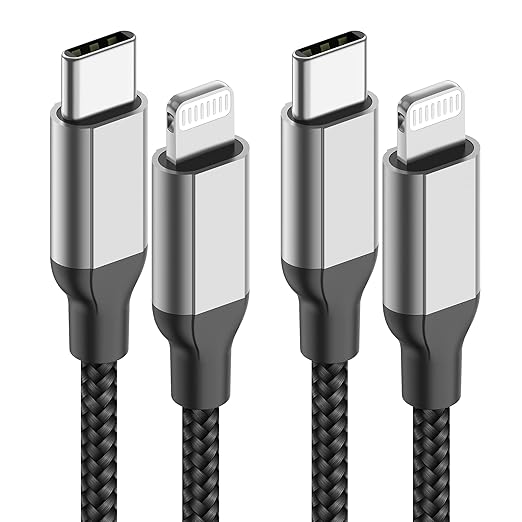 6ft USB C to Lightning Cable 2Pack, MFi Certified 27W iPhone 14/13/12 Super Fast Charging Cord 2m, Long Nylon Braided Type C to Lightning Cord for Apple 14 13 12 11 SE X XS XR 8 7 6s All Models, iPad