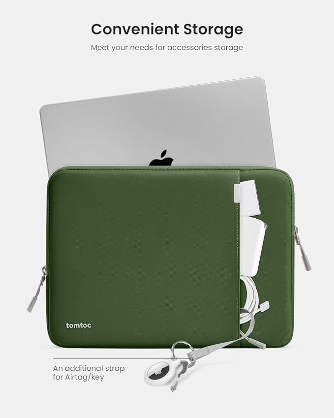 tomtoc 360° Protective Laptop Sleeve for 15-inch MacBook Air M4/A3241 2025, M3/A3114 2024, M2/A2941 2023, 15-inch MacBook Pro A1990 A1707, Dell XPS 15 Plus Laptop, Water-Resistant Computer Case Bag