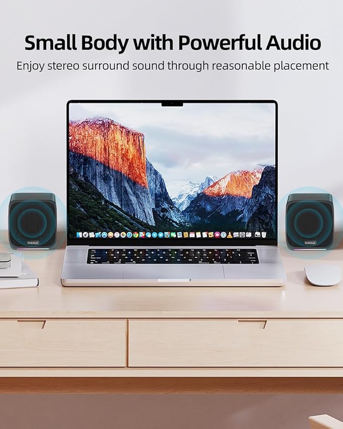 Computer Speakers,Computer Speakers for Desktop PC,Desktop Speakers,Small Computer Speakers USB Powered 3.5mm Aux Speaker for PC,Laptop,Tablet,Phone