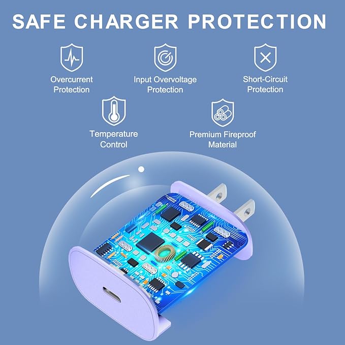 Phone 16 15 Charger,30W USB C Fast Charger Block & 10FT Long C to C Fast Charging Cable Cord for Phone 16 15/16 15 Pro Max/ 16 15 Plus/ 15 Mini,Pro 12.9/11 inch,10th Gen,Samsung Galaxy S24Ultra,Purple