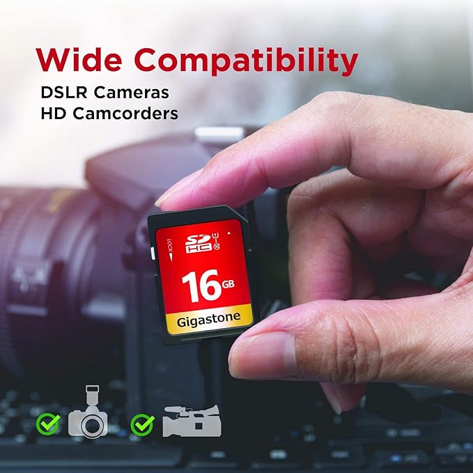 GIGASTONE 16GB SD Card 100-Pack UHS-I U1 Class 10 SDHC Memory Card High Speed Full HD Video Compatible with Canon Digital Camera, SPYPOINT TACTACAM Trail