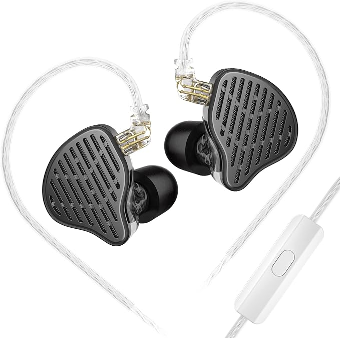 KZ x HBB PR2 in Ear Monitor Headphones 13.2mm Planar Magnetic Driver in-Ear Wired Earphones HiFi Earbuds IEMs with Detachable 2pins Cable for Musicians Audiophiles DJ Stage(Black,with Mic)