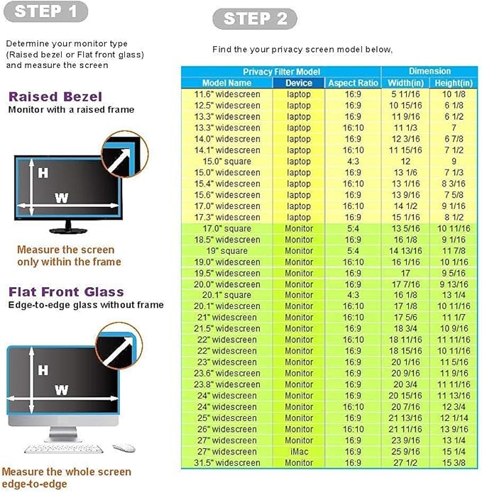 22 Inch - 16:10 Aspect Ratio - Computer Privacy Screen Filter for Widescreen Monitor - Anti-Glare - Anti-Scratch Protector Film - Protects Your Eyes from Harmful Glare and Blue Light