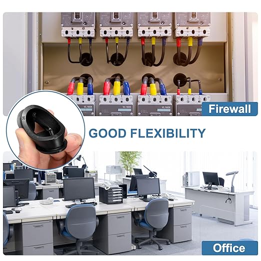 uxcell 4Pcs Cable Cord Grommet, 5/8"(16mm) Rubber Desk Grommets Wire Pass Through Hole Cover with Marked Cable Ties for Home Office Cable Wire Protection, Black
