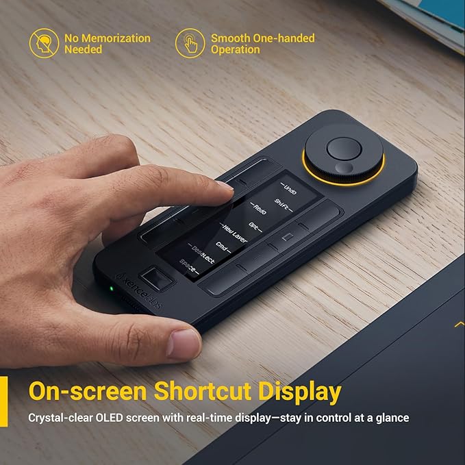 XENCELABS Quick Keys for PC, MacBook, Desktop, Drawing Tablet, Pen Display, OLED Display, 44 Customizable Shortcuts Keydail for Digital Drawing, Video Editing, Photo Retouching, Windows/macOS