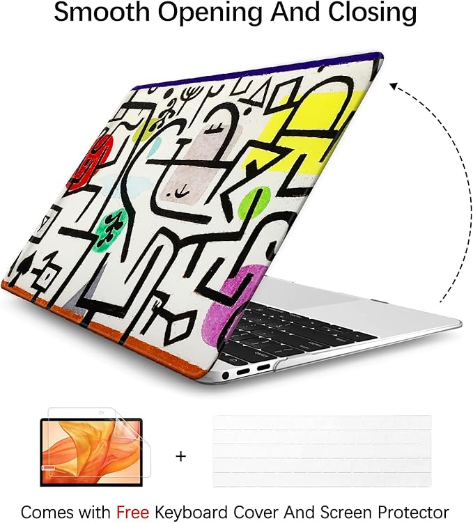 Berkin Arts Compatible with MacBook Air 13 inch Cover, 2022-2018 Release A2179/A2337 M1 with Touch ID with Keyboard Cover & Screen Protector Naive Art (Picture of A Journey by Paul Klee)