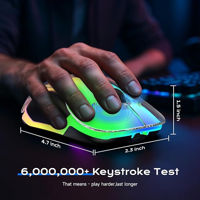 memzuoix 2.4G LED Wireless Mouse, Rechargeable Ergonomic Mouse with Detachable Cover, 1200 DPI Portable Optical Computer Mouse with USB Receiver for Laptop, PC, Desktop and MacBook, 5 Buttons