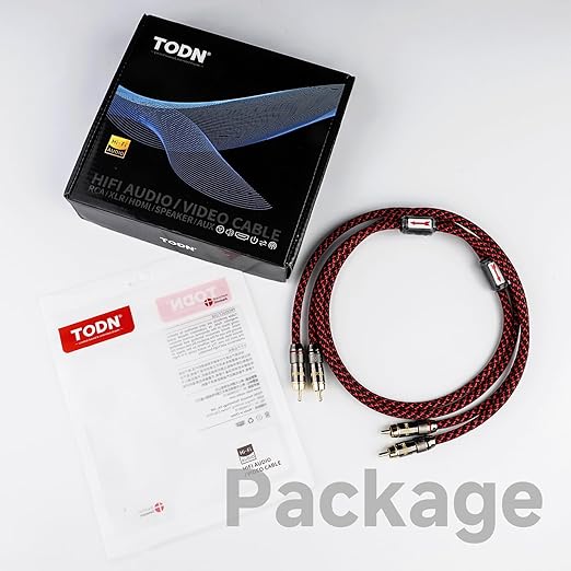 TODN Shielded RCA Audio Cables Audiophile 2Male to 2Male OFC RCA Stereo Cable for Car Audio, HiFi Systems (9.8ft/3m, 1 Pair)