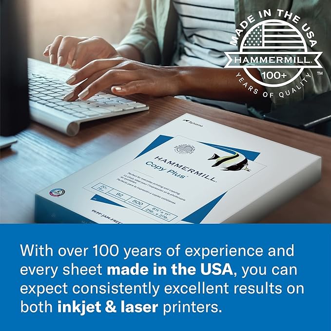 Hammermill Printer Paper, 20 Lb Copy Paper, 8.5 x 11 - 3 Ream (1,500 Sheets) - 92 Bright, Made in the USA, 500 Count (pack of 3)