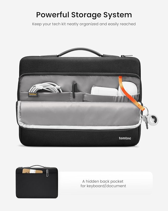tomtoc 360 Protective Laptop Carrying Case for 2024 New 16-inch MacBook Pro M4/M3/M2/M1 Pro/Max 2024-2019, Water-Resistant Laptop Bag Sleeve with Accessory Pocket for The New Razer Blade 15