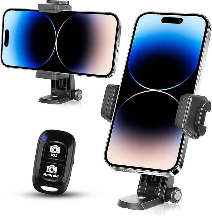 UBeesize Cell Phone Tripod Mount with Wireless Remote, Selfie Stick Monopod Head and Tripod Adapter Stand Holder Compatible with Phone Android and All Phones White
