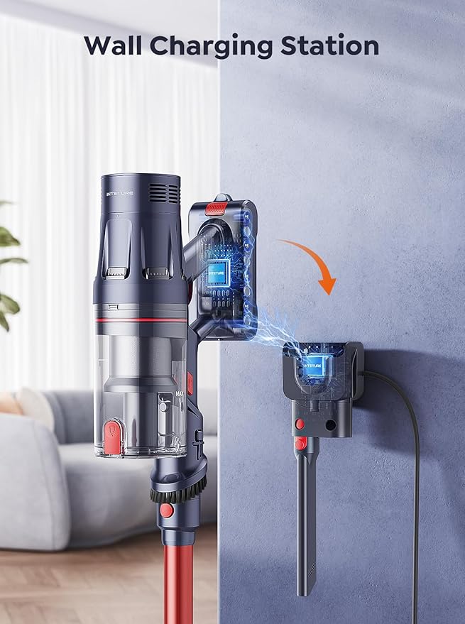 Cordless Vacuum Cleaner, 600W 50Kpa 65Mins Vacuum Cleaners for Home, Stick Vacuum with Self-Standing, Touch Screen, Vacuum Cleaner with Charging Station for Hard Floor Carpet Car Pet