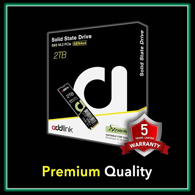 Addlink S93 2TB PCIe 4.0 M.2 Gen 4 Memory Expansion SSD, Up to 7400 MB/s, Internal Solid State Drive with HMB Technology for Laptop, Gaming and Creators