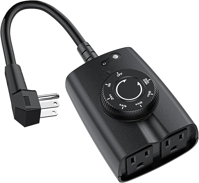 G-ELEK Outdoor Timer Outlet Waterproof, 24 Hour Outdoor Light Timer, Timers for Electrical Outlets, Ideal for Pool Pump, Christmas Lights, Heavy Duty, Grounded Outlets (Dusk to Dawn Sensor, 1 Pack)