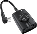 G-ELEK Outdoor Timer Outlet Waterproof, 24 Hour Outdoor Light Timer, Timers for Electrical Outlets, Ideal for Pool Pump, Christmas Lights, Heavy Duty, Grounded Outlets (Dusk to Dawn Sensor, 1 Pack)