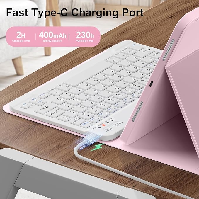 Keyboard Case for Galaxy Tab S10 Plus/S9 Plus/S9 FE Plus/S8 Plus/S7 Plus/S7 FE 12.4 Inch, 7 Color Rainbow Backlight Detachable Magnetic Keyboard Cover with S Pen Holder,Teal